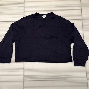 Women’s cropped long sleeve navy blue shirt from AG jeans